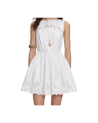 White Cotton Embroidered Mini Dress