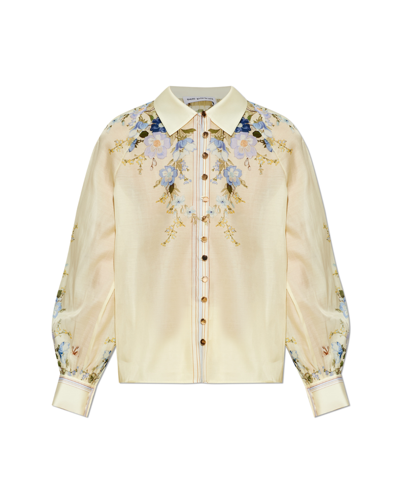 Yellow Floral Organza Blouse