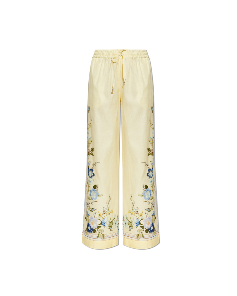 Yellow Floral Organza Trousers