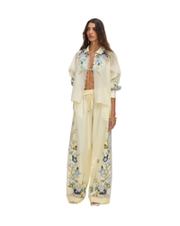 Yellow Floral Organza Trousers