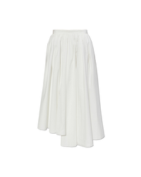 White Cotton Poplin Midi Skirt