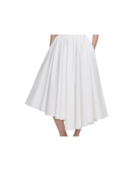 White Cotton Poplin Midi Skirt