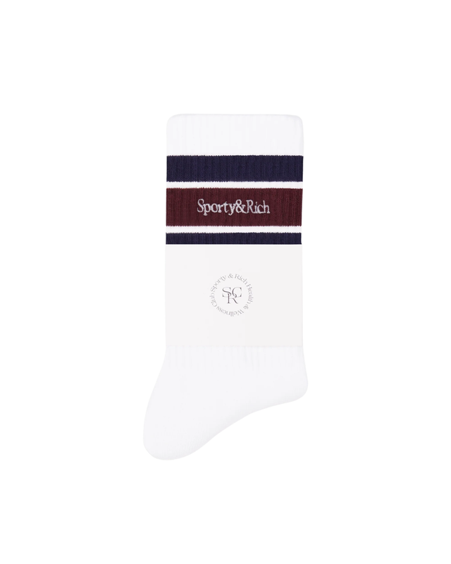 Serif Logo Socks - White/Navy/Bordeaux