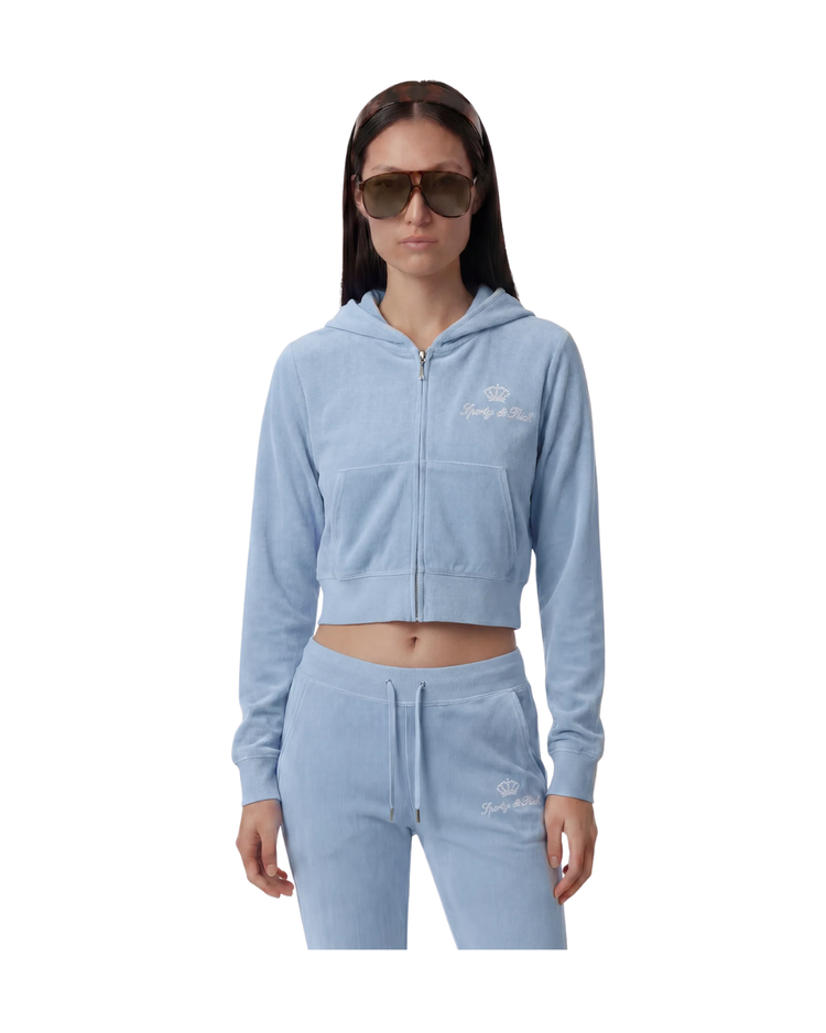 Juicy Script Velour Zip Hoodie