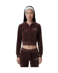 Juicy Script Velour Zip Hoodie