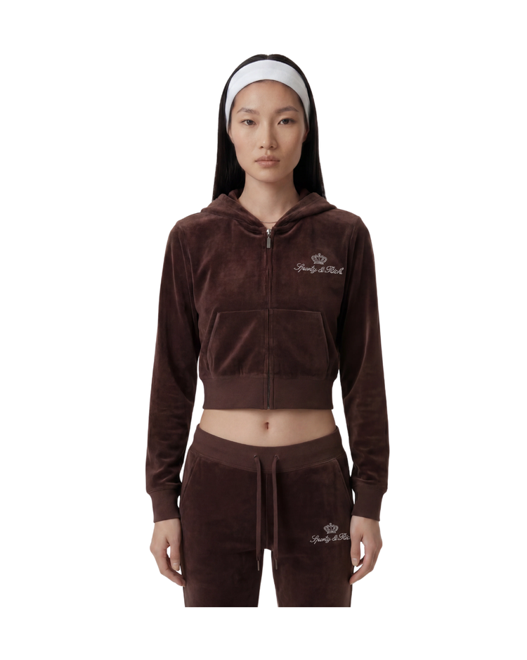 Juicy Script Velour Zip Hoodie