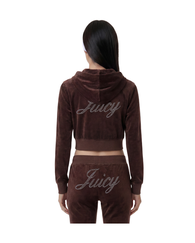 Juicy Script Velour Zip Hoodie