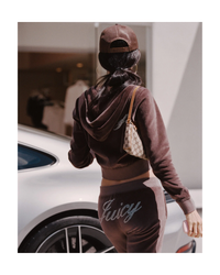 Juicy Script Velour Zip Hoodie