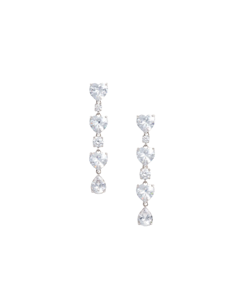 Crystal Heart Tiered Earrings