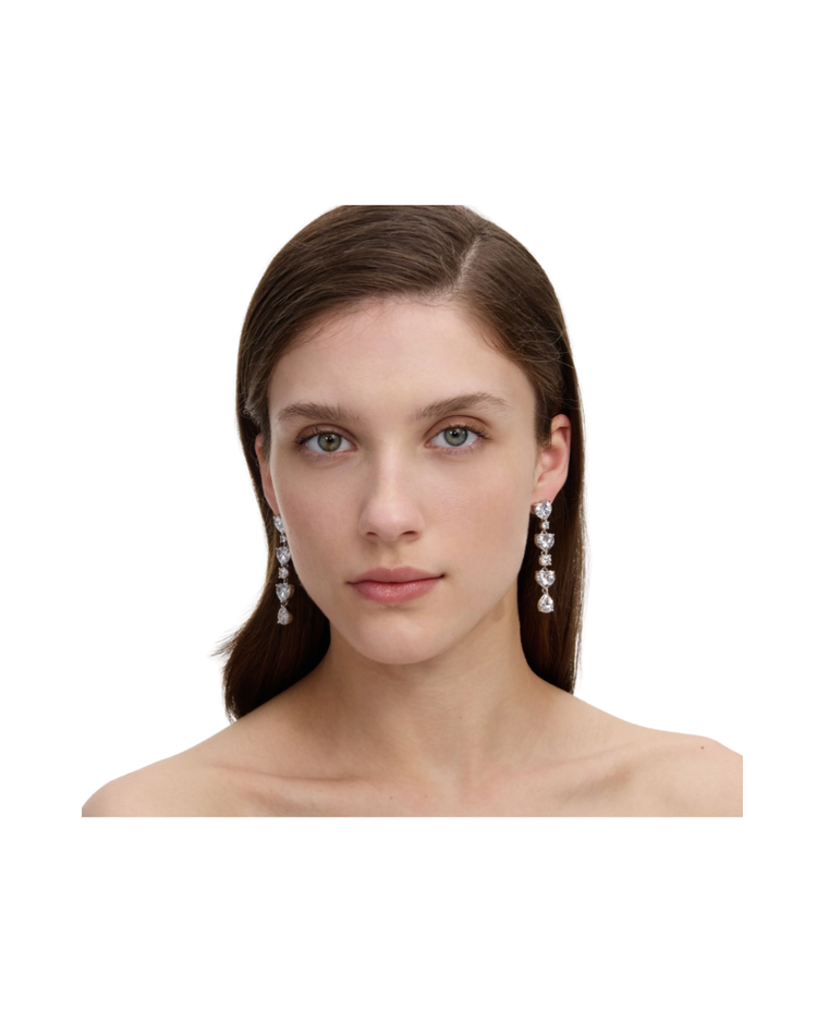 Crystal Heart Tiered Earrings