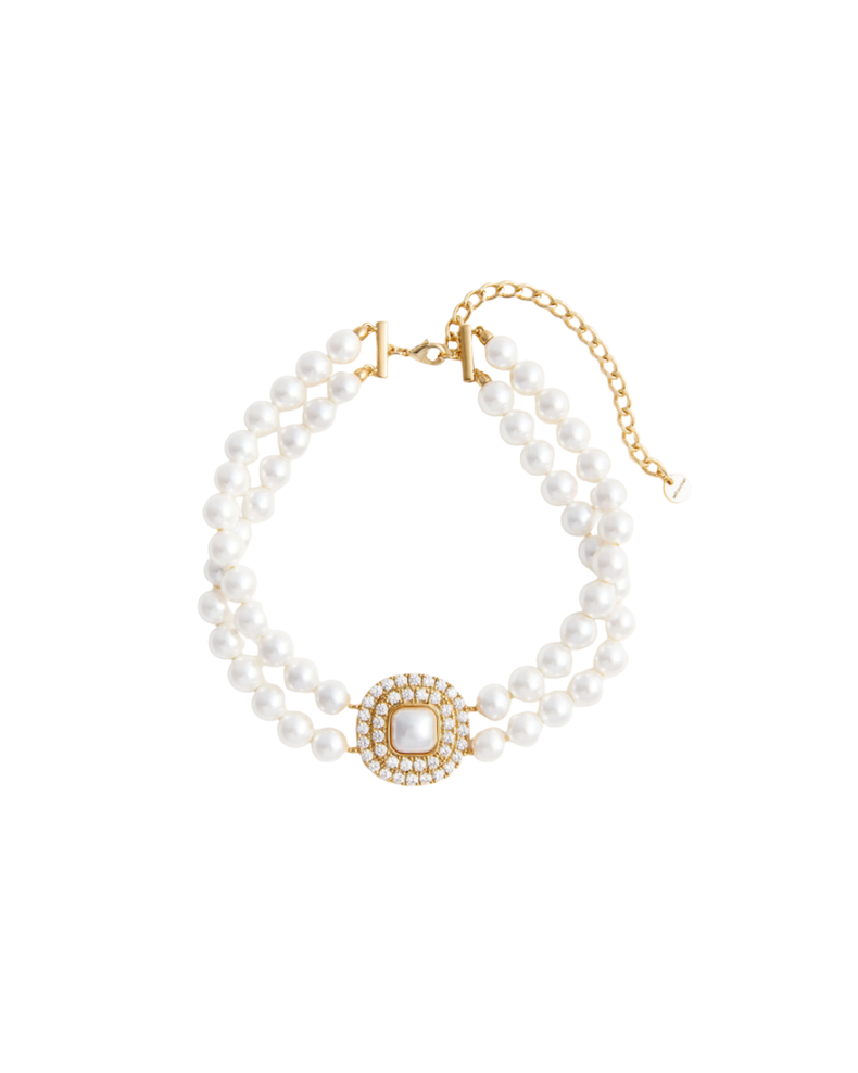 Gold Crystal Pearl Choker