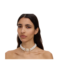 Gold Crystal Pearl Choker