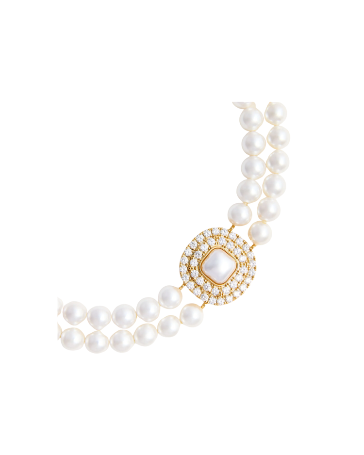 Gold Crystal Pearl Choker