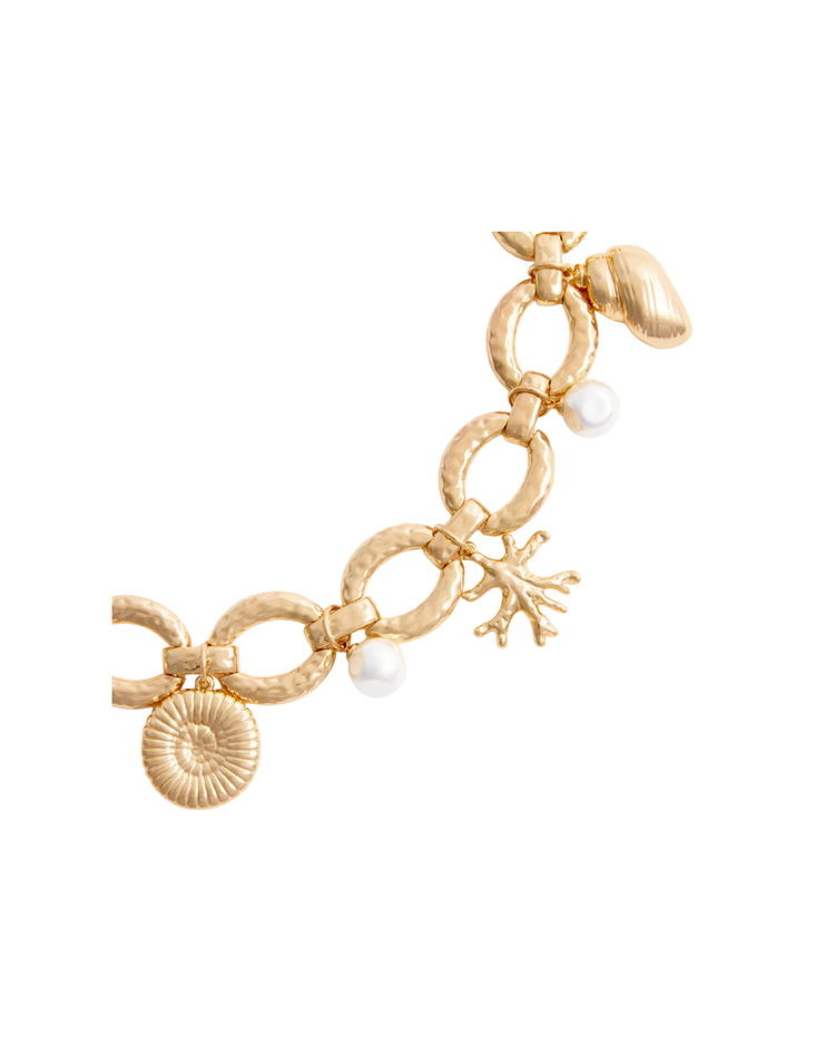 Gold Coral Charm Bracelet