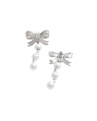 Crystal Bow Pearl Droplet Earrings