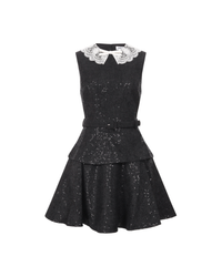 Black Sequin Boucle Mini Dress