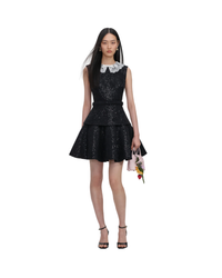 Black Sequin Boucle Mini Dress