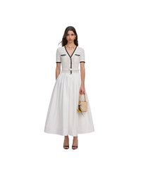 White Knit Linen Midi Dress