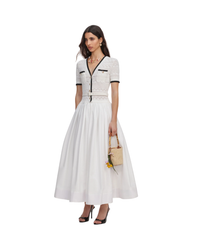 White Knit Linen Midi Dress