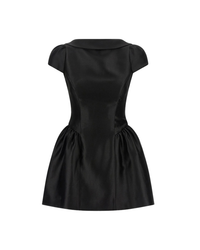 Black Taffeta Collared Mini Dress