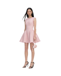 Pink Boucle Sleeveless Mini Dress