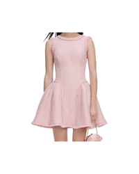 Pink Boucle Sleeveless Mini Dress