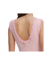 Pink Boucle Sleeveless Mini Dress
