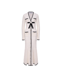 White Pointelle Knit Long Cardigan