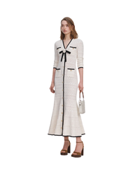 White Pointelle Knit Long Cardigan