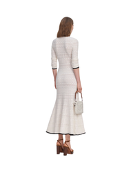 White Pointelle Knit Long Cardigan