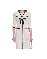 White Pointelle Knit Long Cardigan