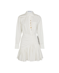 White Cotton Gathered Mini Dress
