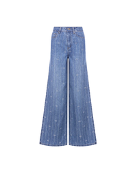 Light Blue Rhinestone Stripe Denim Jeans
