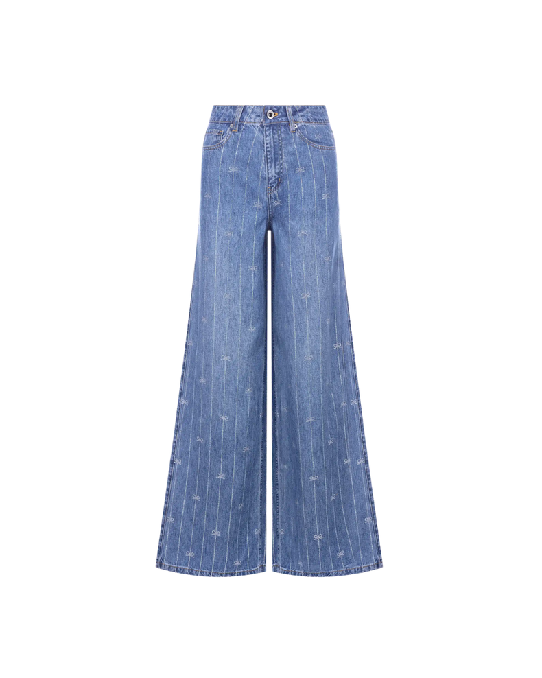 Light Blue Rhinestone Stripe Denim Jeans