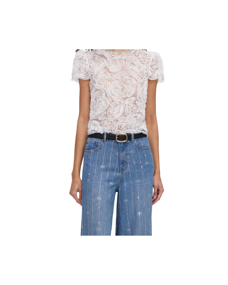 Light Blue Rhinestone Stripe Denim Jeans