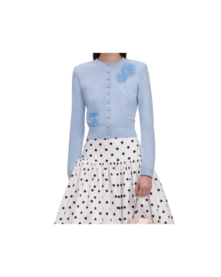 Blue Flower Knit Cardigan