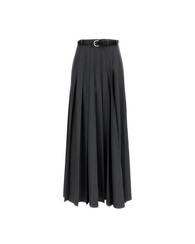 Grey Pleated Maxi Skirt