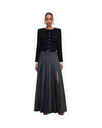 Grey Pleated Maxi Skirt