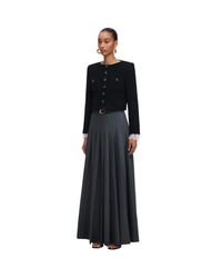 Grey Pleated Maxi Skirt