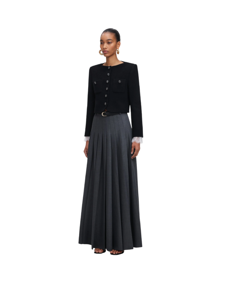 Grey Pleated Maxi Skirt