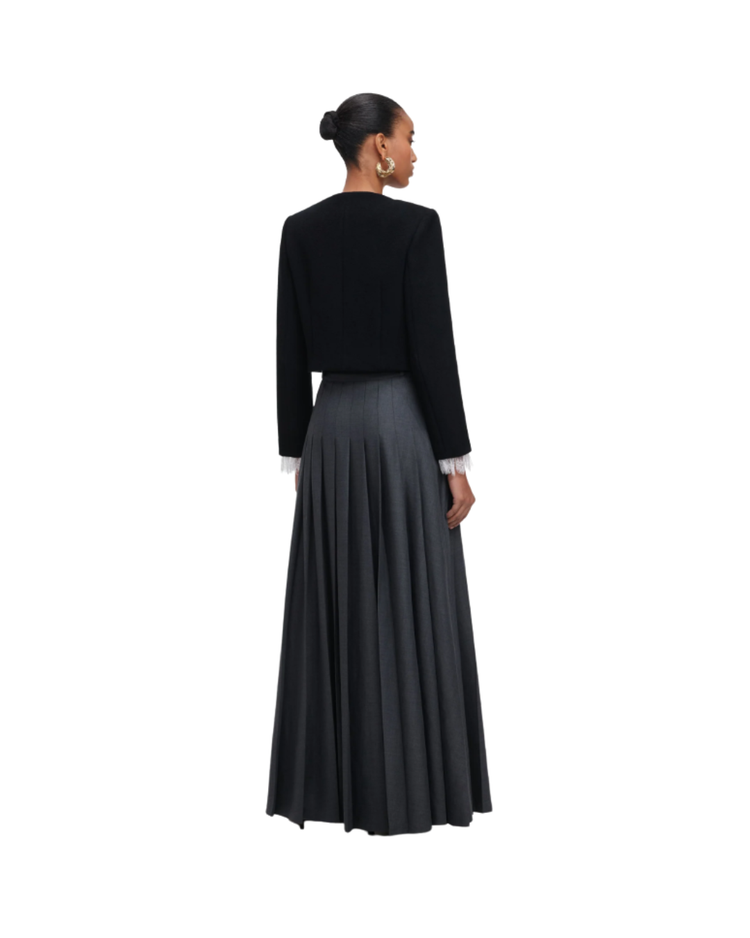 Grey Pleated Maxi Skirt