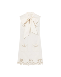 Cream Broderie Denim Mini Dress