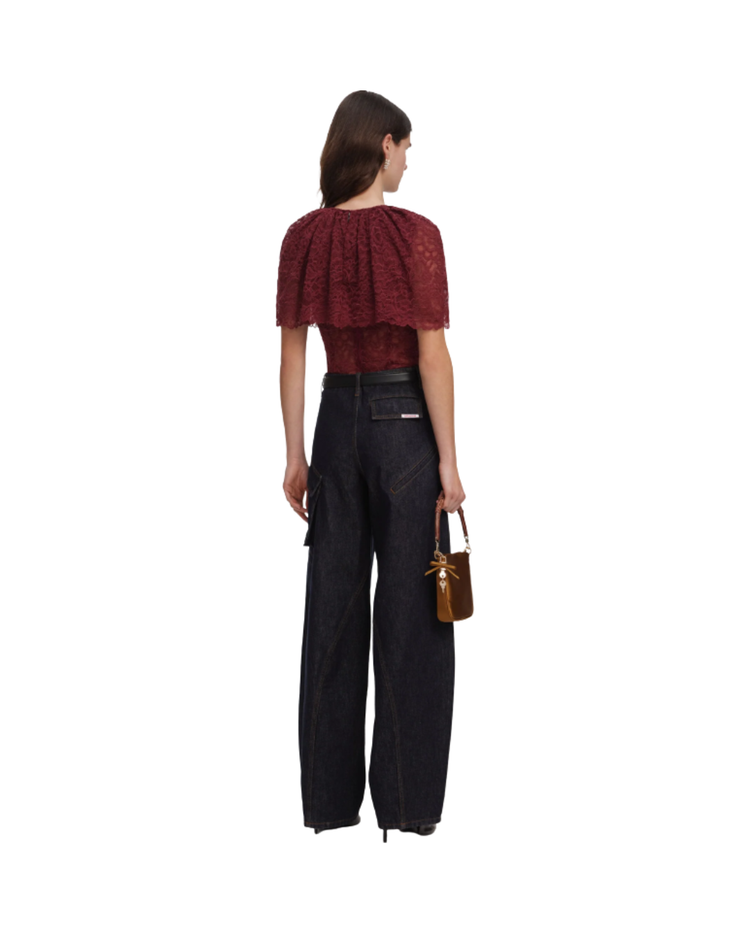 Burgundy Lace Cape Top