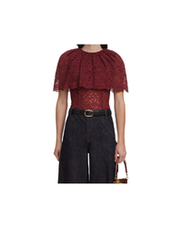 Burgundy Lace Cape Top