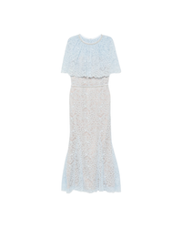 Blue Lace Cape Midi Dress