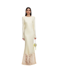 Yellow Viscose Lace Maxi Dress