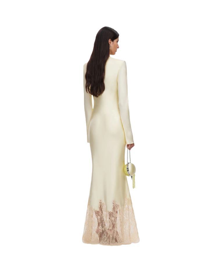 Yellow Viscose Lace Maxi Dress