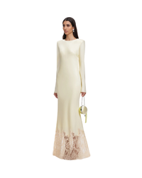 Yellow Viscose Lace Maxi Dress