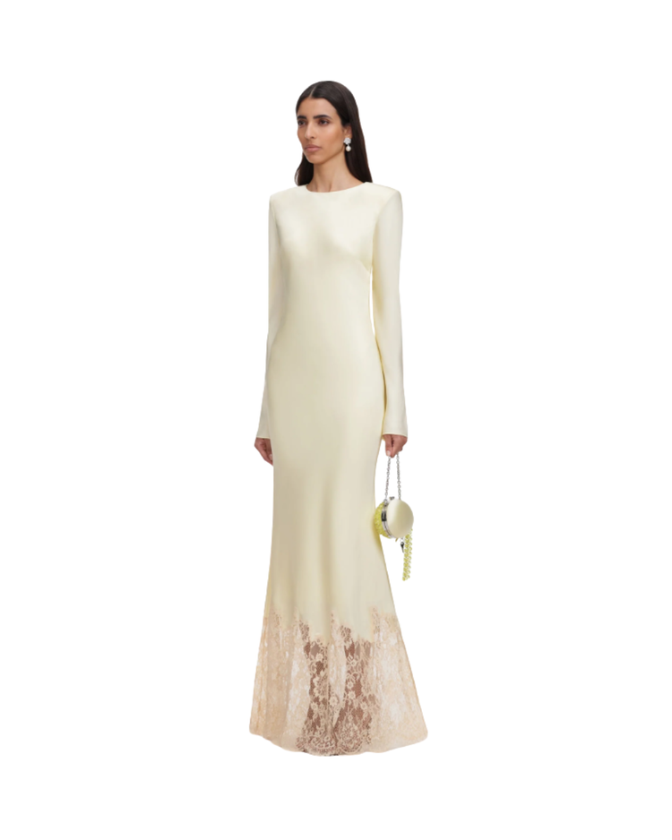 Yellow Viscose Lace Maxi Dress