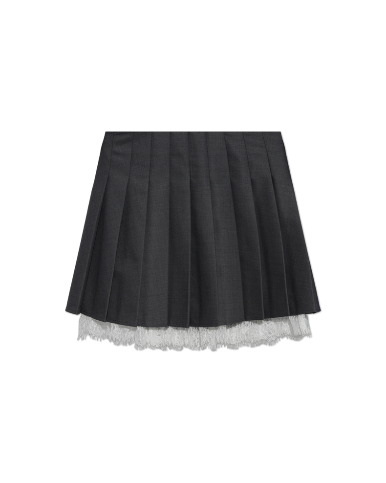 Grey Pleated Mini Skirt